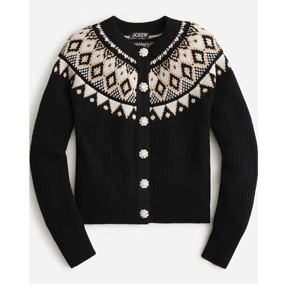 J. Crew Sweaters - J.Crew Cashmere Fair Isle Cardigan Sweater Jewel Buttons XS